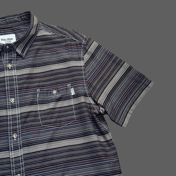 Rhythm. Striped Gray SS Button Up mens Size XL GUC - Picture 3 of 8